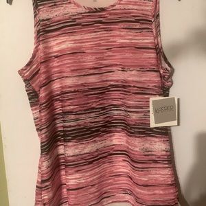Sleeveless KASPER top.  Black & pink stripes